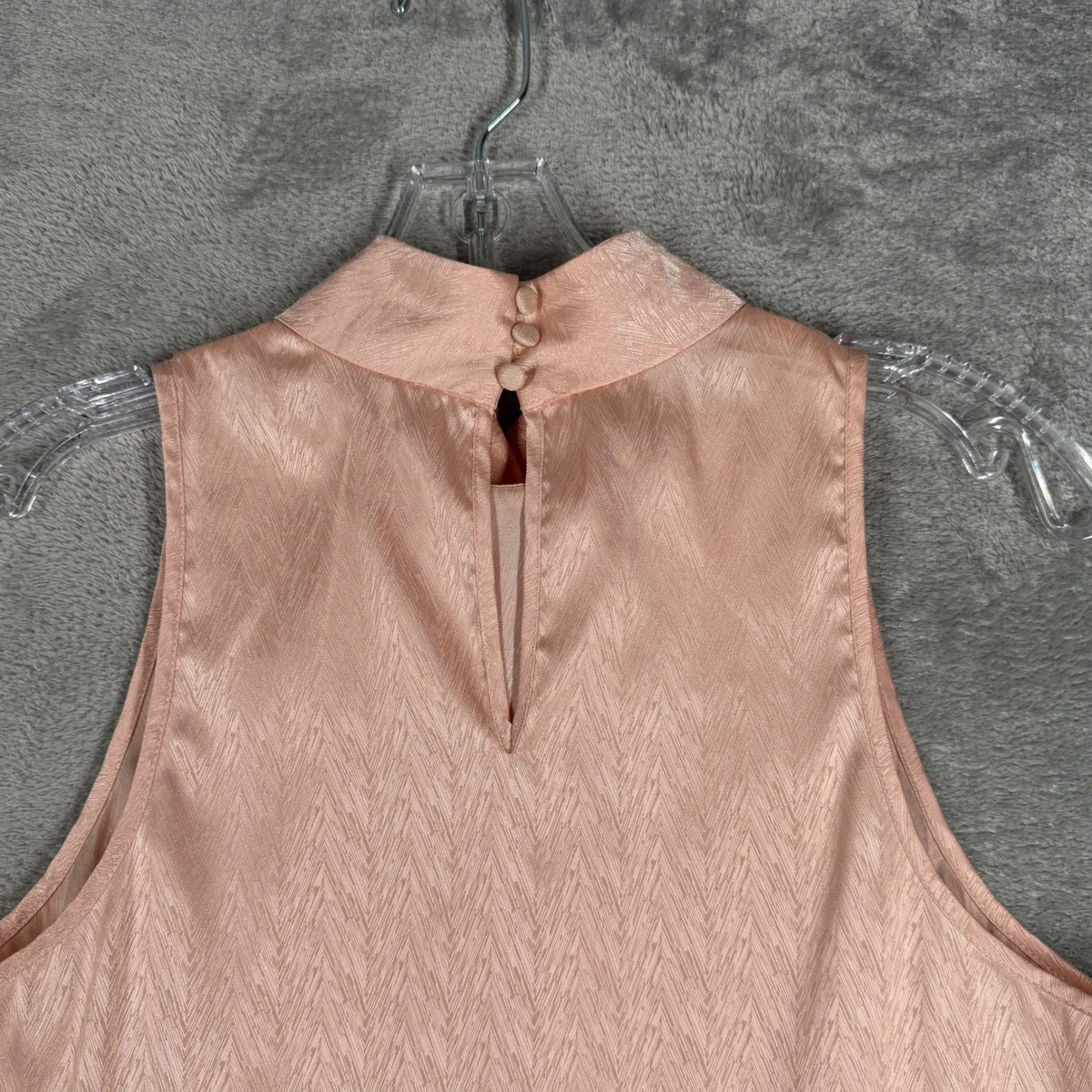 Chelsea 28 Shirt Pink Satin Mock‎ Neck Sleeveless Top Blouse Office Casual XS - Image 5