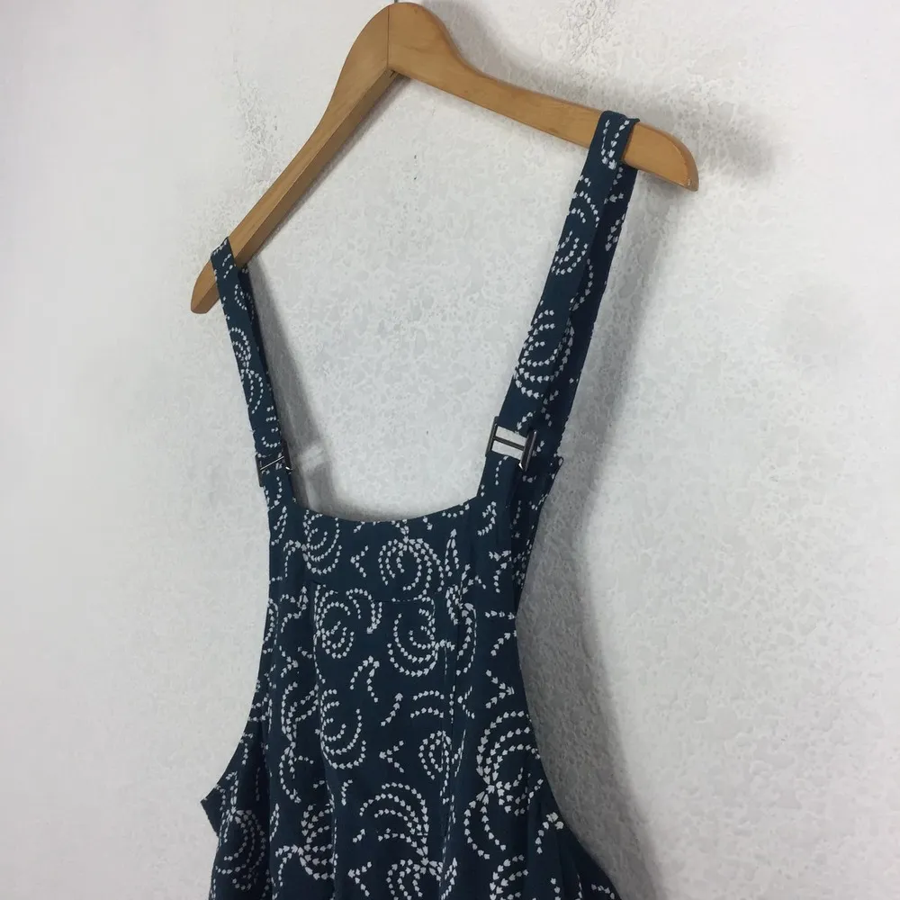 Anthropologie Maeve Tidal Pools Blue Print Cropped Boho Jumpsuit Small - Image 7