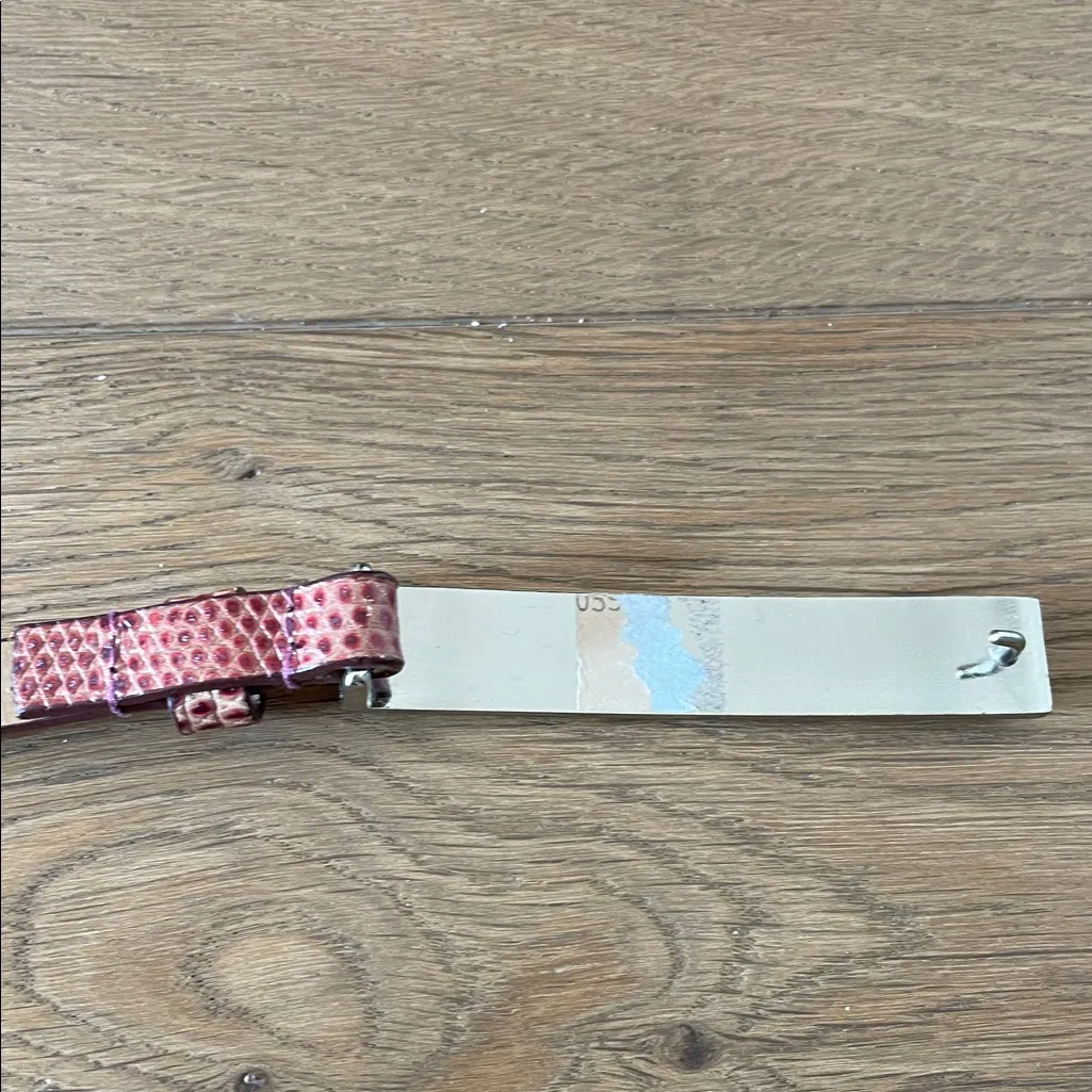 Ann Taylor Reptile Snake Print Red Skinny Belt Womens Large Genuine Leather - Image 10