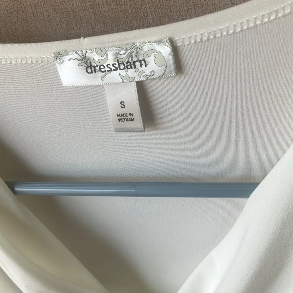 Dress Barn  Ivory Drape Neck Blouse small - Image 3