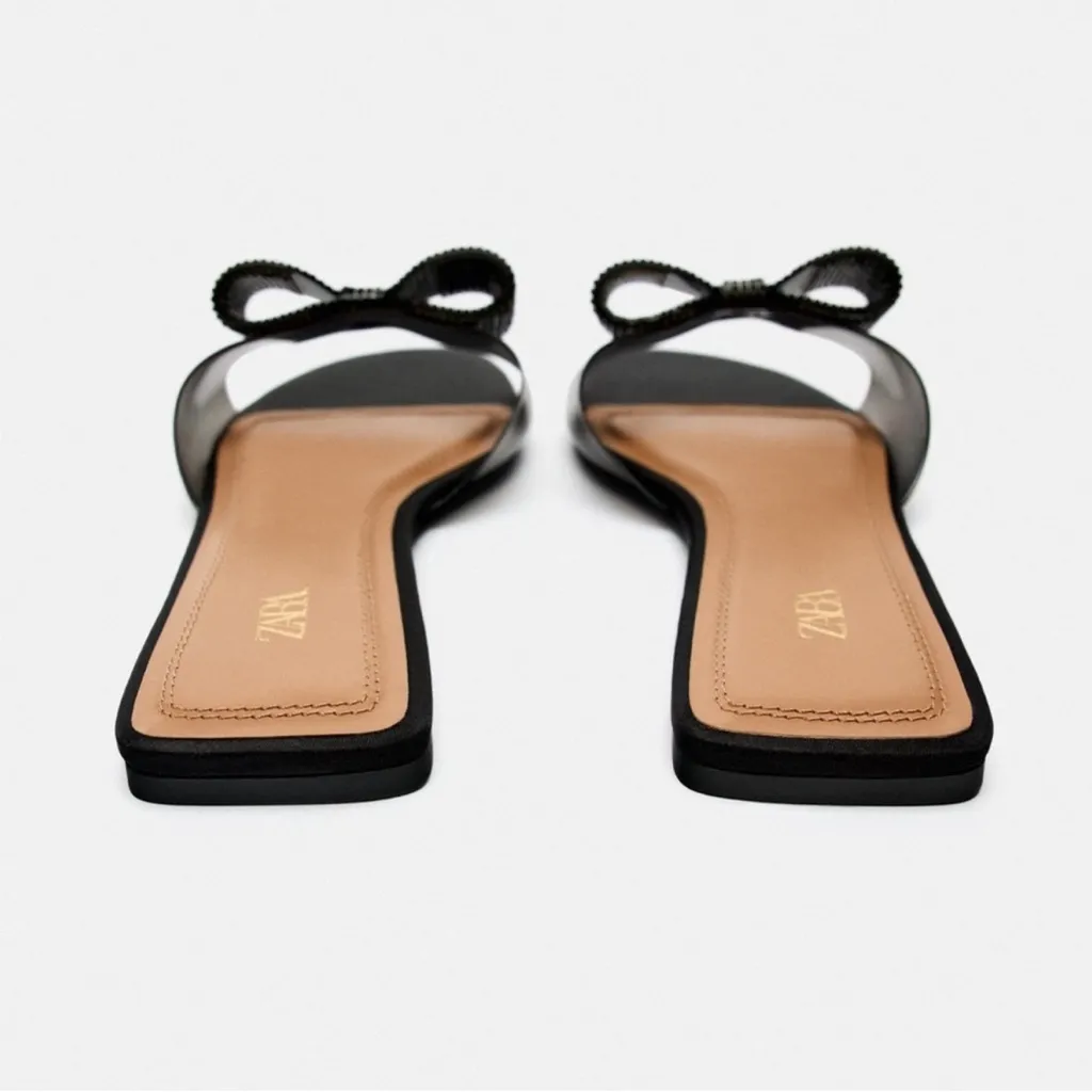 NWT Zara embellished bow sandals Black Rhinestone - Image 5