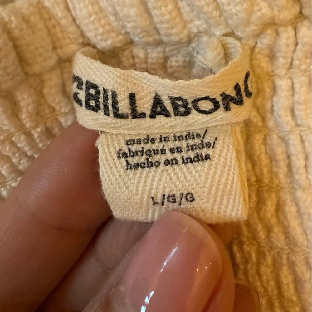 Billabong White Paint The Town Cropped Jumpsuit Sleeveless Smocked Size Large - Image 10