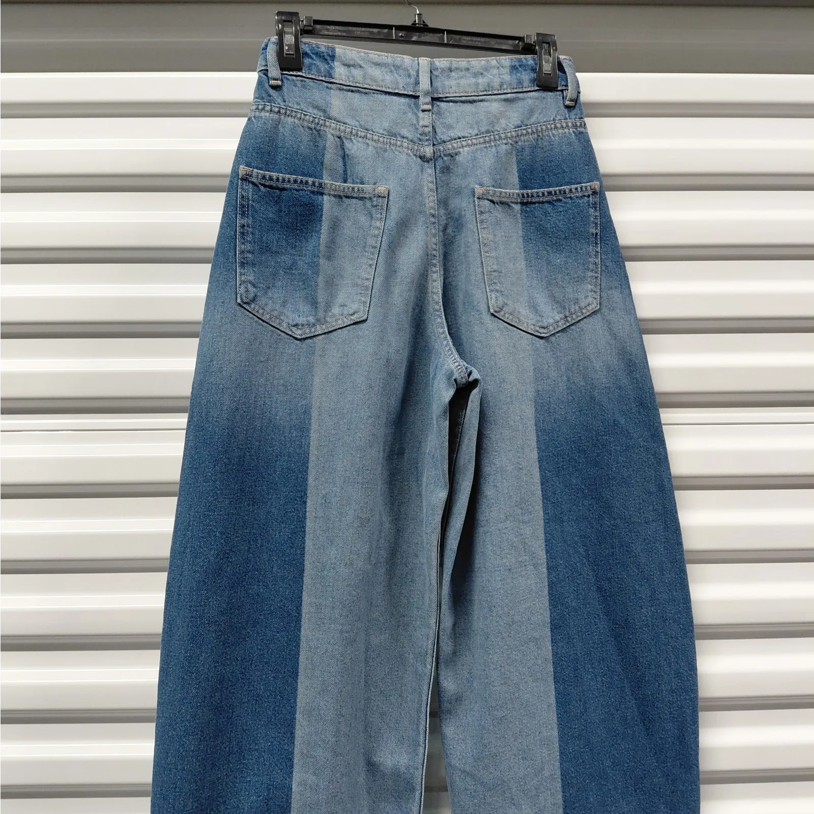 ASOS Design Womens 4 Two Tone Barrel Jeans Blue High Waist Wide Leg Y2K Retro - Image 5