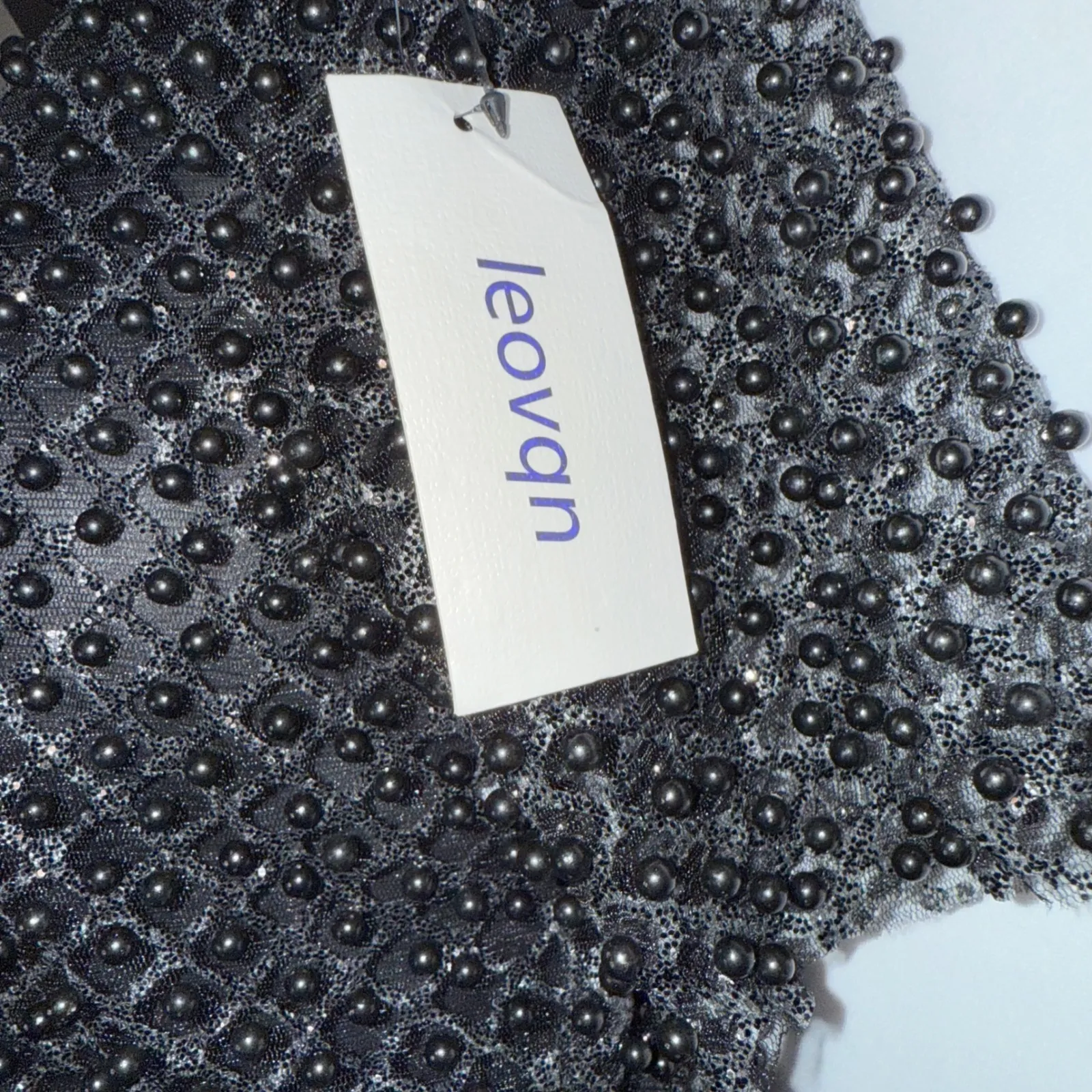 NWT Goth Beaded Mesh Crop Top Short Sleeve - Image 5