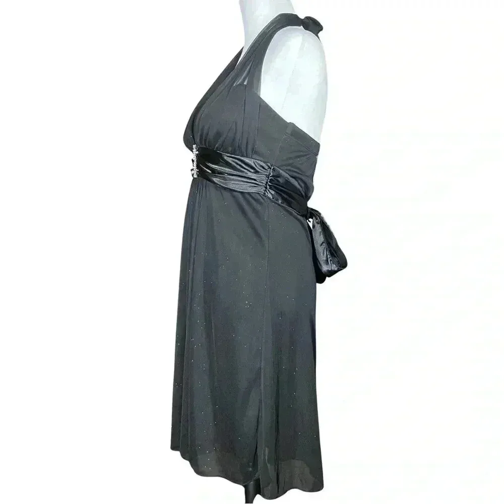 Vintage Y2K Black Halter Hoco Cocktail Dress. Whimsigoth Fairy Sparkle. Small. - Image 4