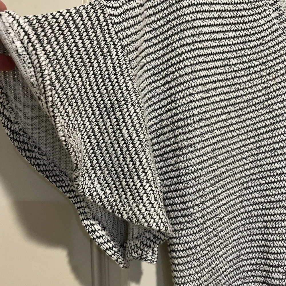 BCBGeneration Sweater Dress Black & White Bell Sleeve Mini Ribbed Knit Sz SMALL - Image 6