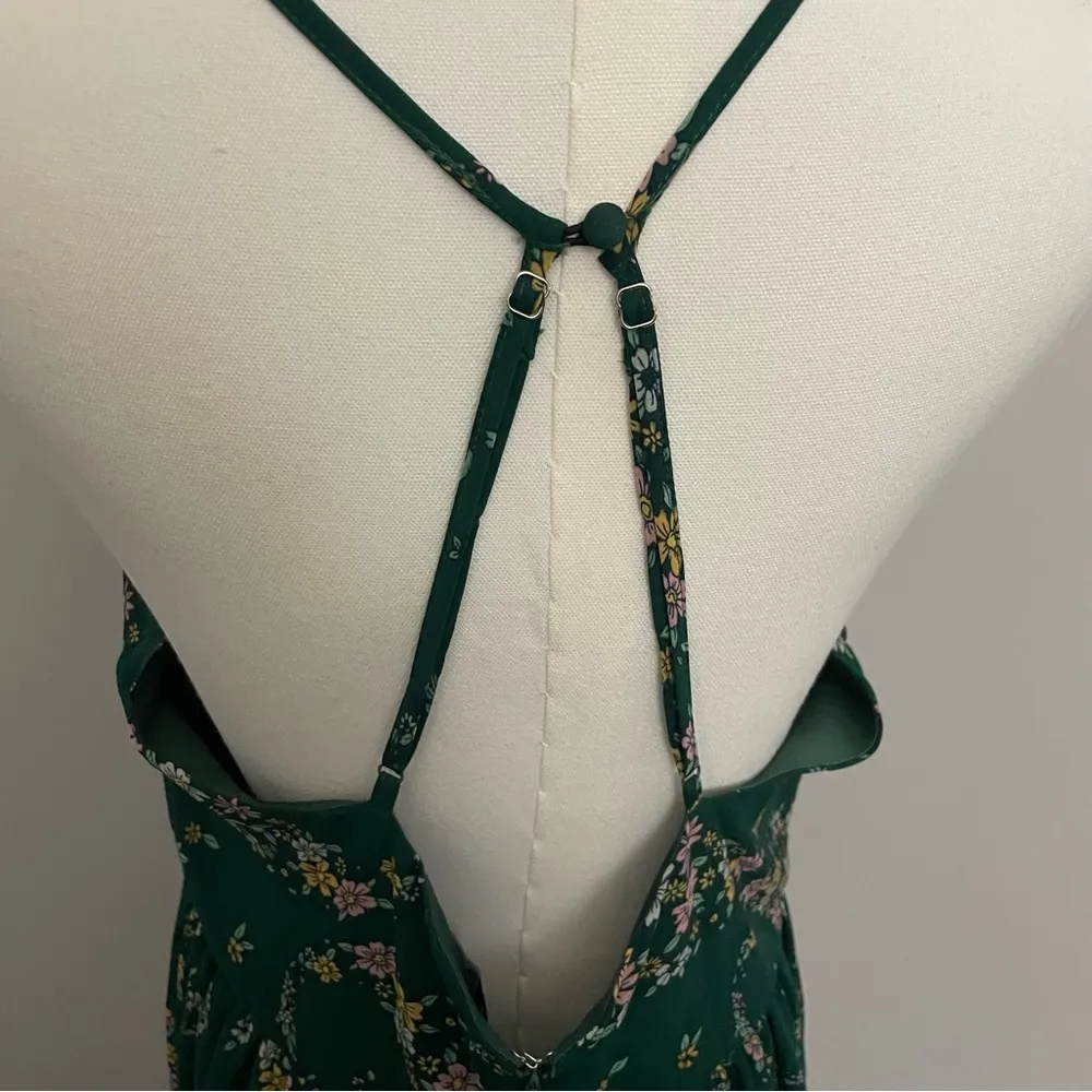 Laundry by Shelli Segal Dress Maxi Floral Surplice Racerback Lined Green Pink - Image 8