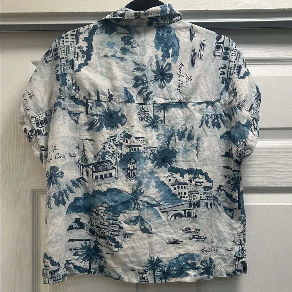 Cynthia Rowley Blue and White Casual Button Down Shirt - Image 9