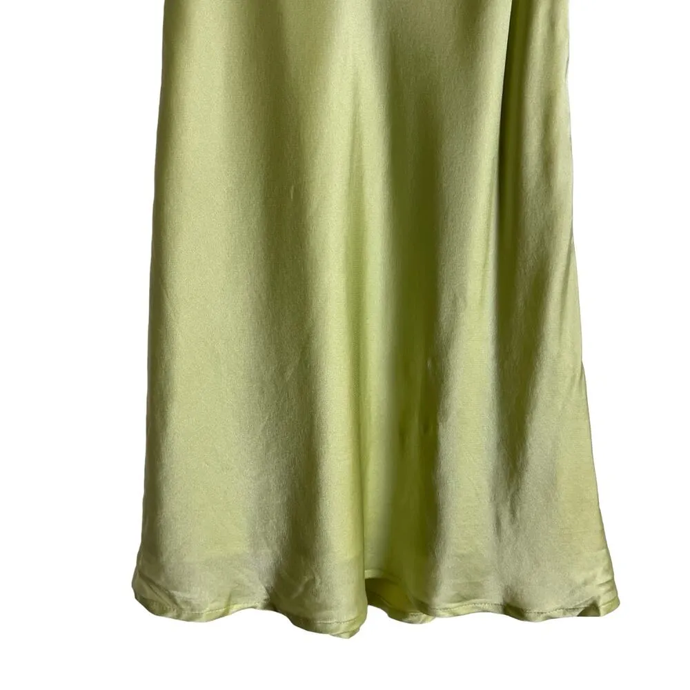 Hansen & Gretel Honeydew Blush Melon Silk Satin Sleeveless Mini Dress Size XS Green - Image 7
