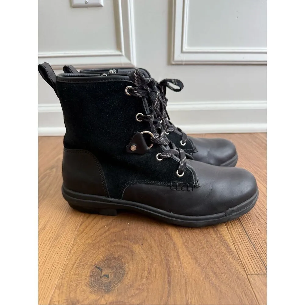 UGG Hapsburg Waterproof Hiker Black Leather Suede $170 9 - Image 3
