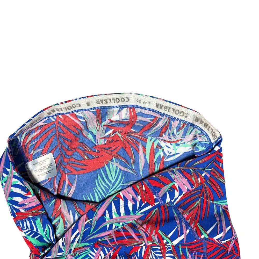 Coolibar Blue Red Teal Tropical Rash Guard UPF 50+ Hightide L/S Swim Shirt XXS - Image 4