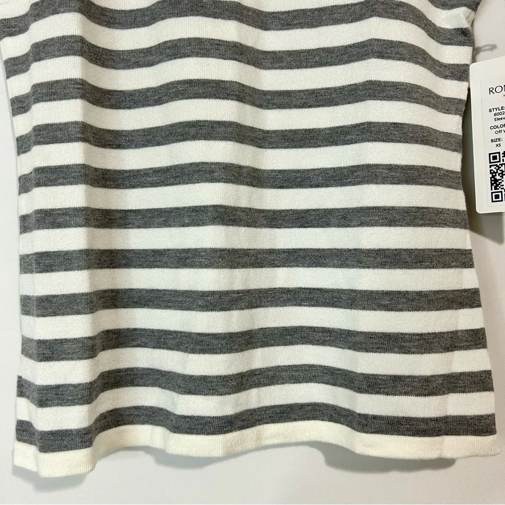 Rondina Women’s Sleeveless Striped Tank Top Grey Off White Size XS NWT Gray - Image 3