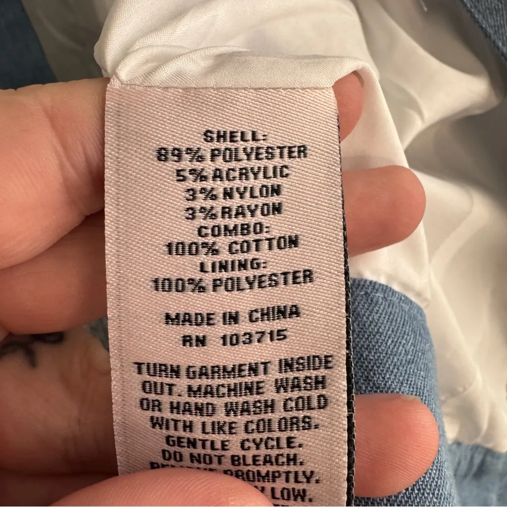 Nanette Lepore denim tweed button up blazer jacket size small - Image 5