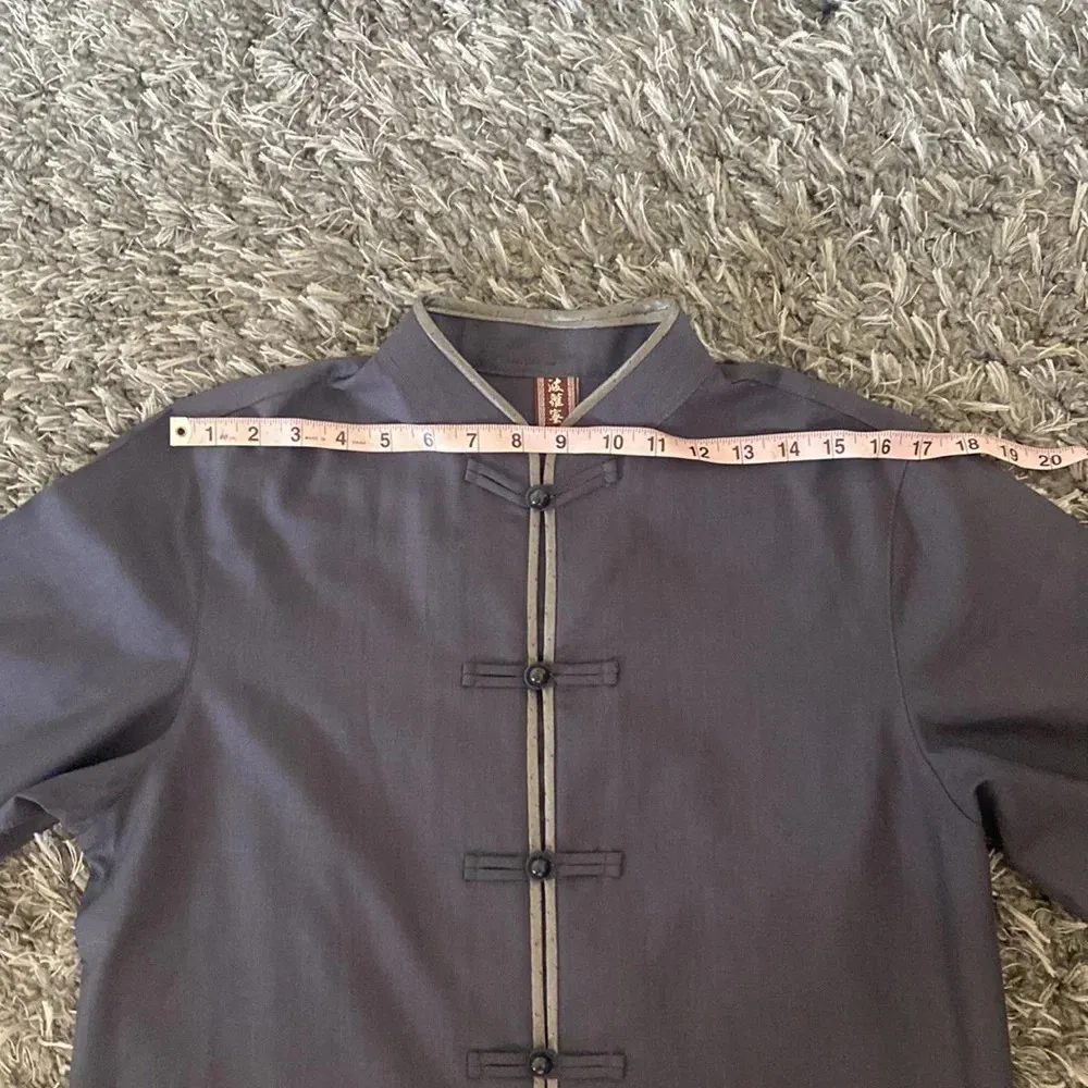 Shanghai Story Long Sleeve Linen Traditional Jacket Shirt Gray Size M - Image 6