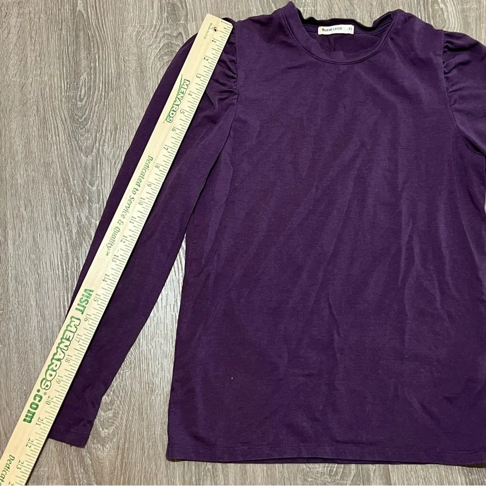 Marine Layer Celeste Ruffle Sleeve Top Womens Extra Small Dark Purple​​ - Image 6