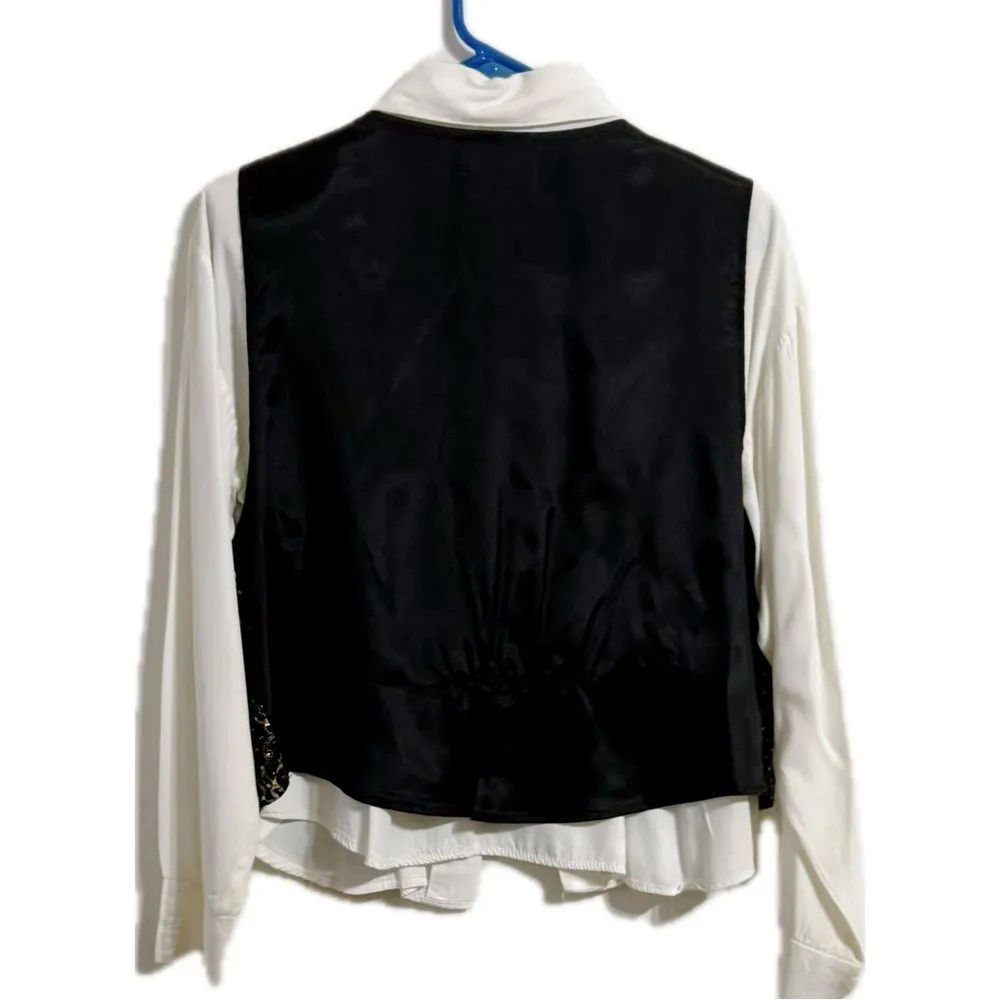 Christina Black and Gold Women's Button Down‎ Shirt White Size M - Image 2