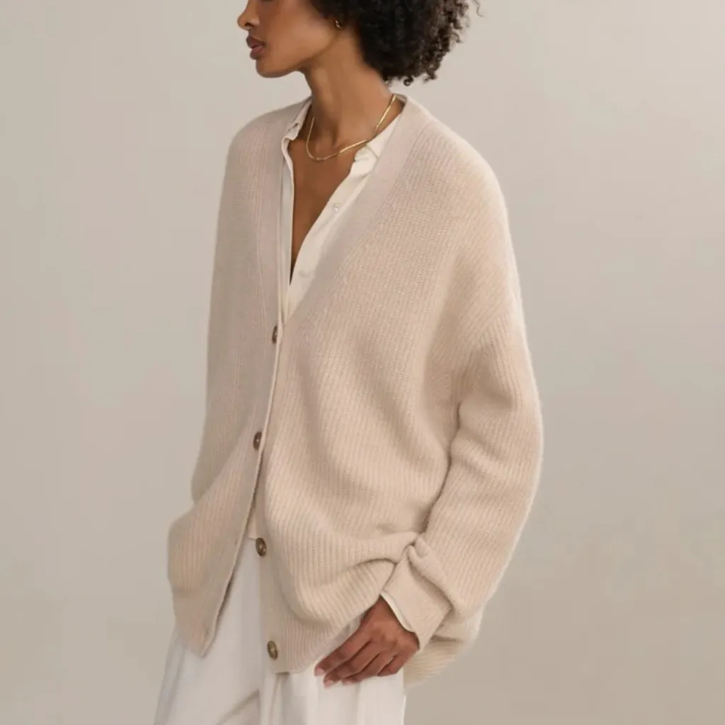 Jenni Kayne Cashmere Cocoon Cardigan in Oatmeal, Size Small - Image 3