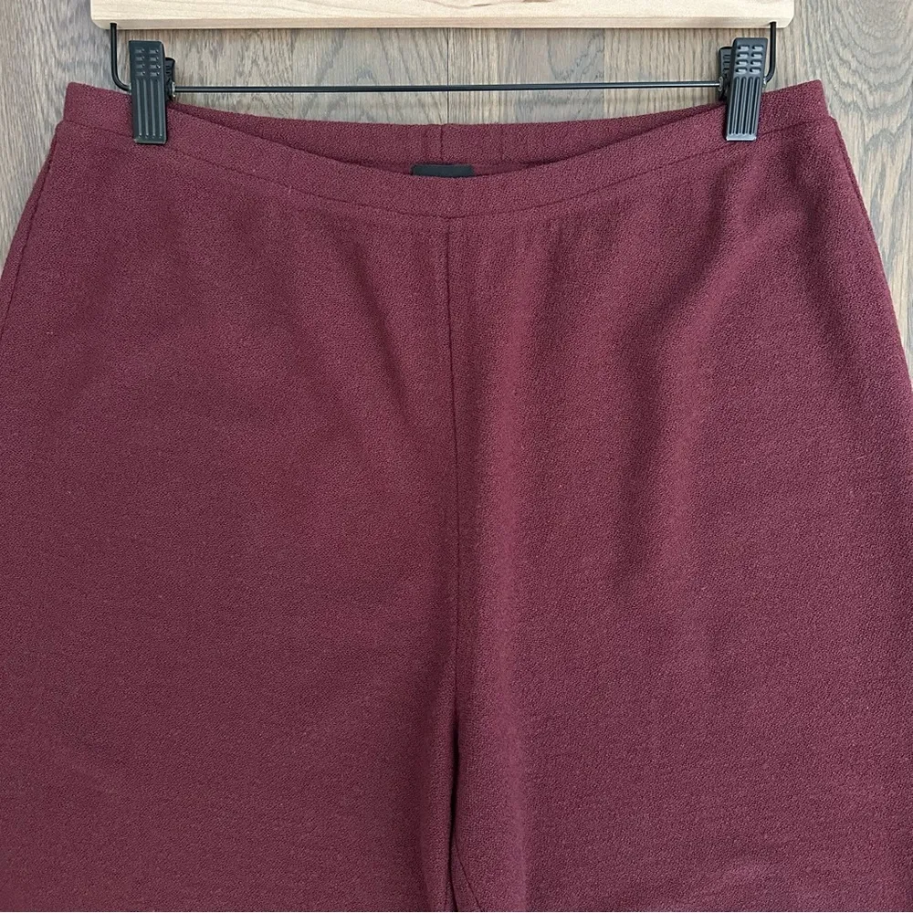 Eileen Fisher 100% Wool Boucle Knit High Waist Straight Leg Pant Cranberry Red M - Image 7