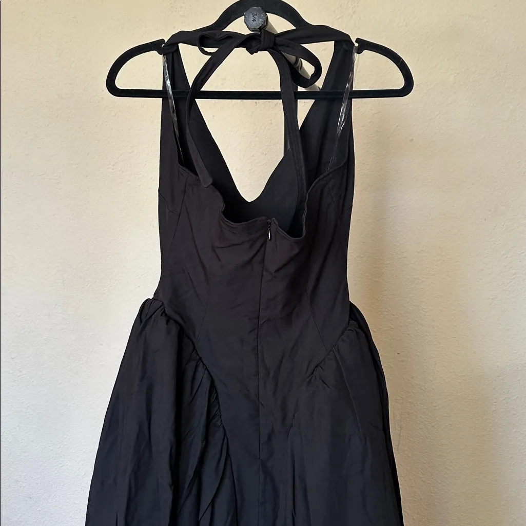 HOUSE OF‎ CB 'Marilyn' Black Twill Halter Midi Dress NWOT size M - Image 8