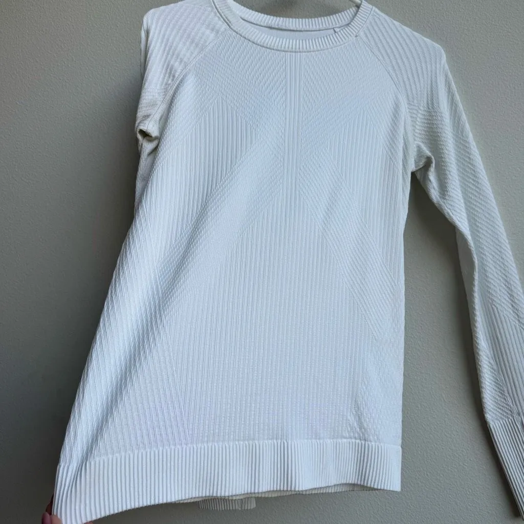 Lululemon Rest Less Pullover Abstract Lines White Womens Size 10 Medium? - Image 2