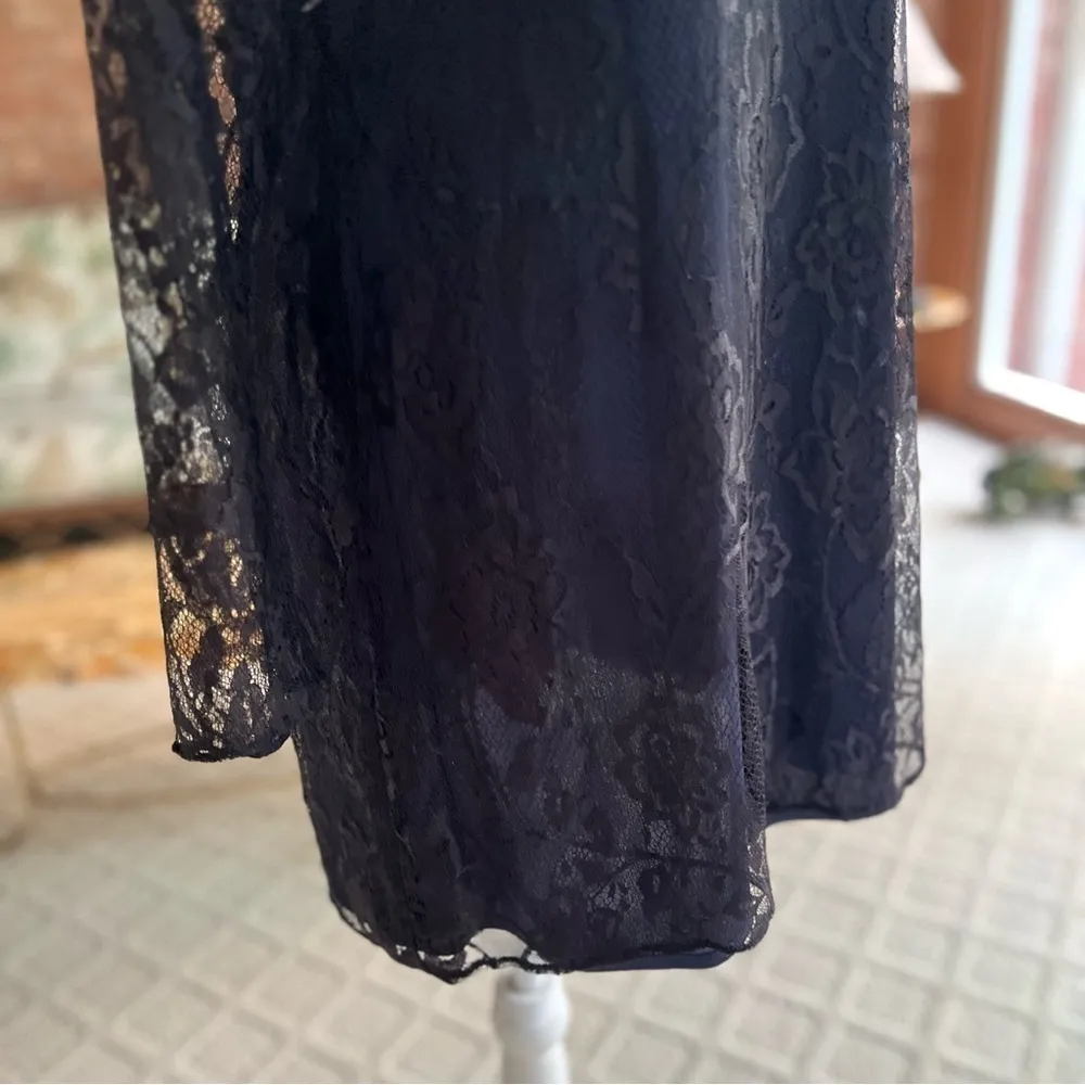 Zara Dress Mini Lace Mini Blue Black Contrast S High Neck Long Sleeve Party Mod - Image 14