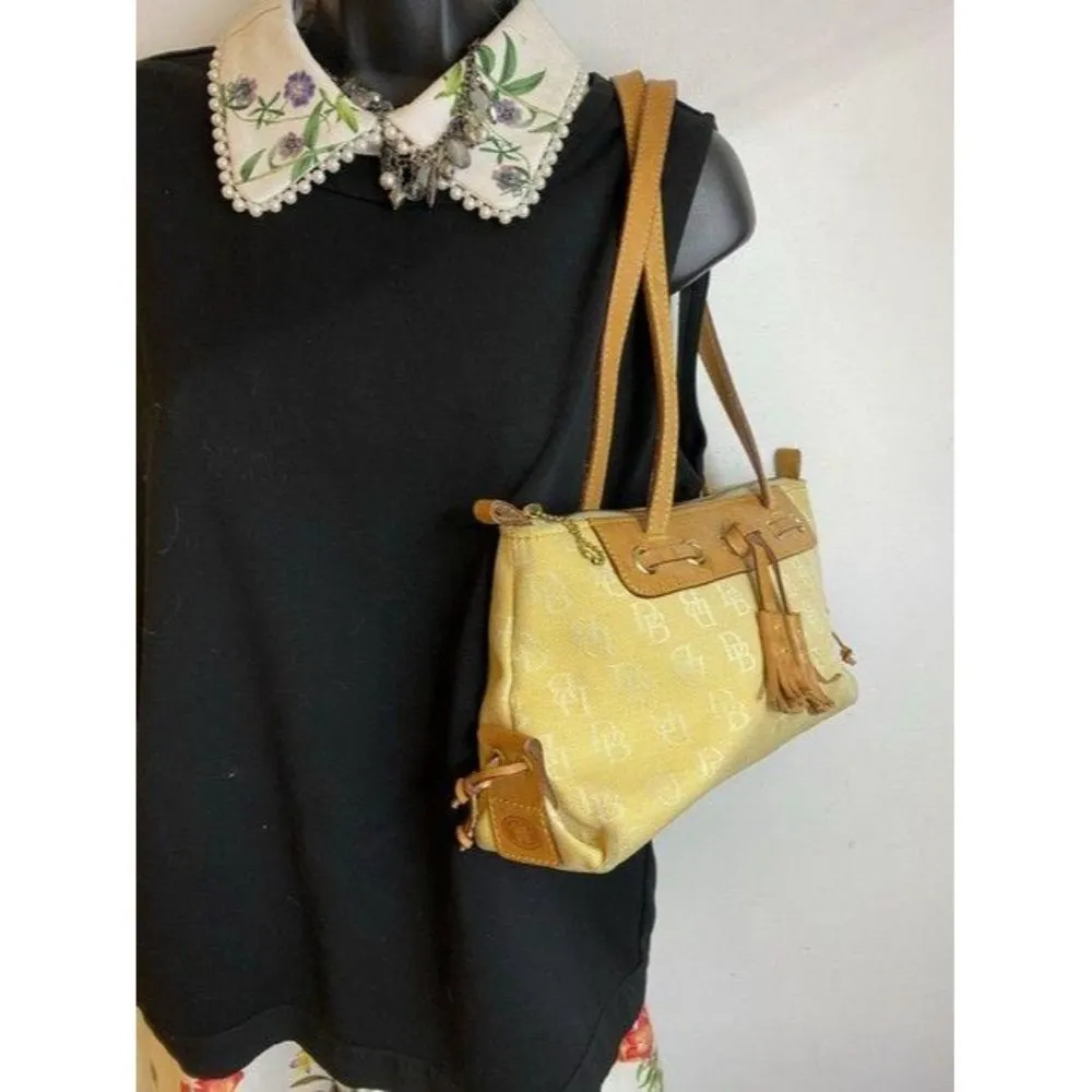 dooney and bourke fabric medium size yellow tan fa - Image 5