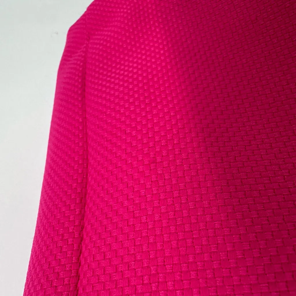 Tahari Hot Pink Sleeveless Textured Woven Sheath Dress size 12 Notched V Neck - Image 7