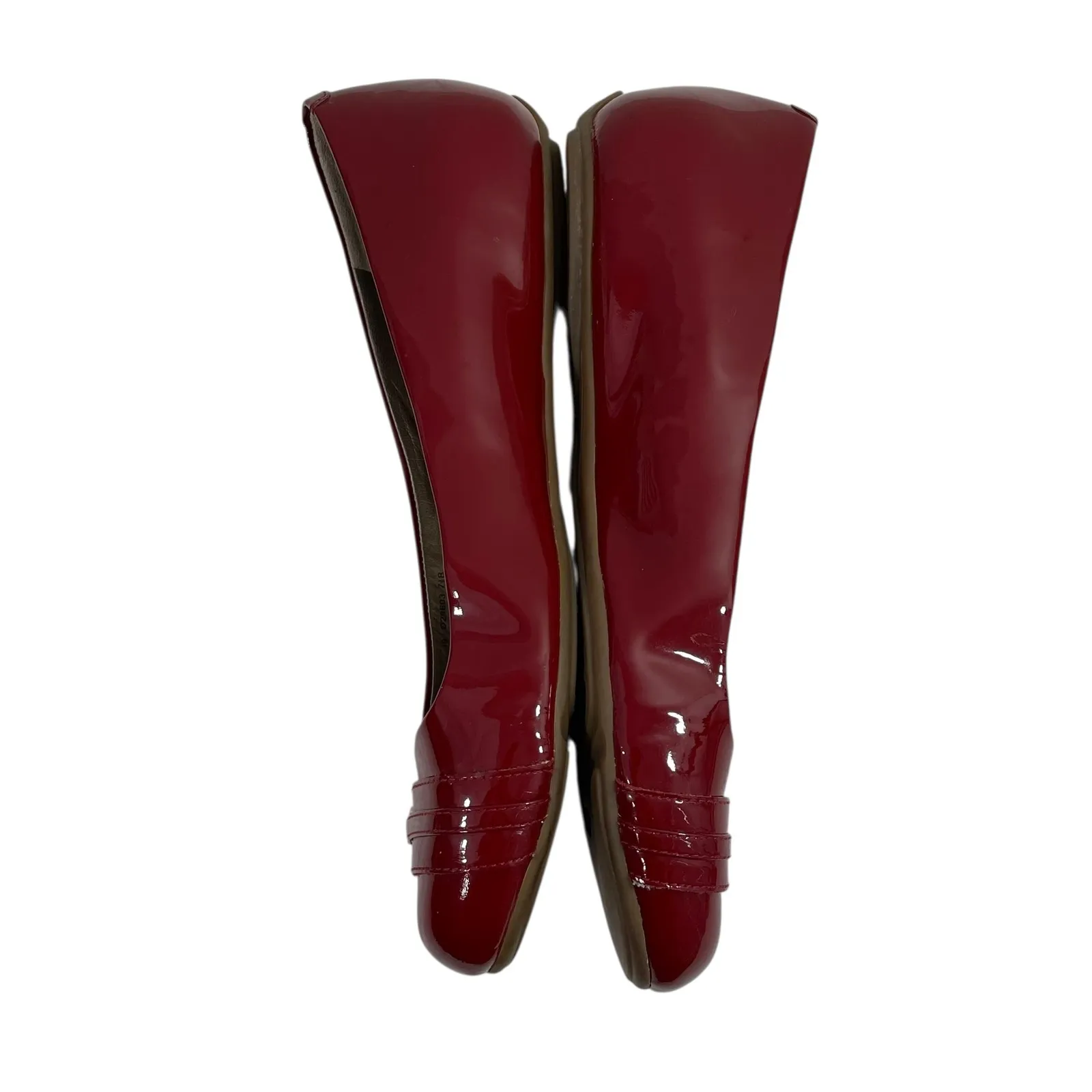 Cole Haan‎ Red Patent Leather Ballet Flats Buckle Detail Shoes Nike Air Sole 7.5 - Image 4