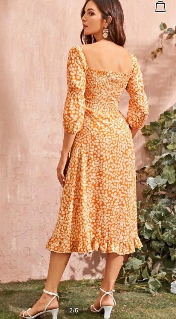 Floral Silky Dress Multi Size L - Image 3