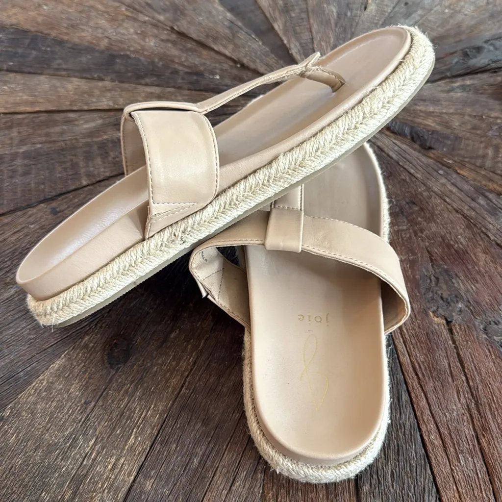 Joie Nacho Faux Leather Tan BoHo Espadrille T-Shape Thong Sandal - Image 5