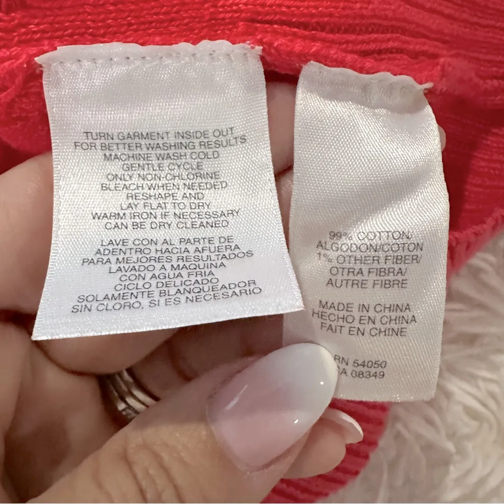 Anne Klein Vibrant Raspberry Red Open-Knit Cardigan Size M - Image 11