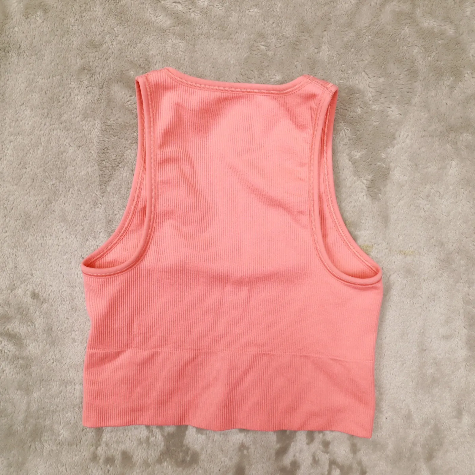 Athleta Aurora Crop Seamless Ribbed Tank Orange Sunset Glow size XS style 556403 - Image 6