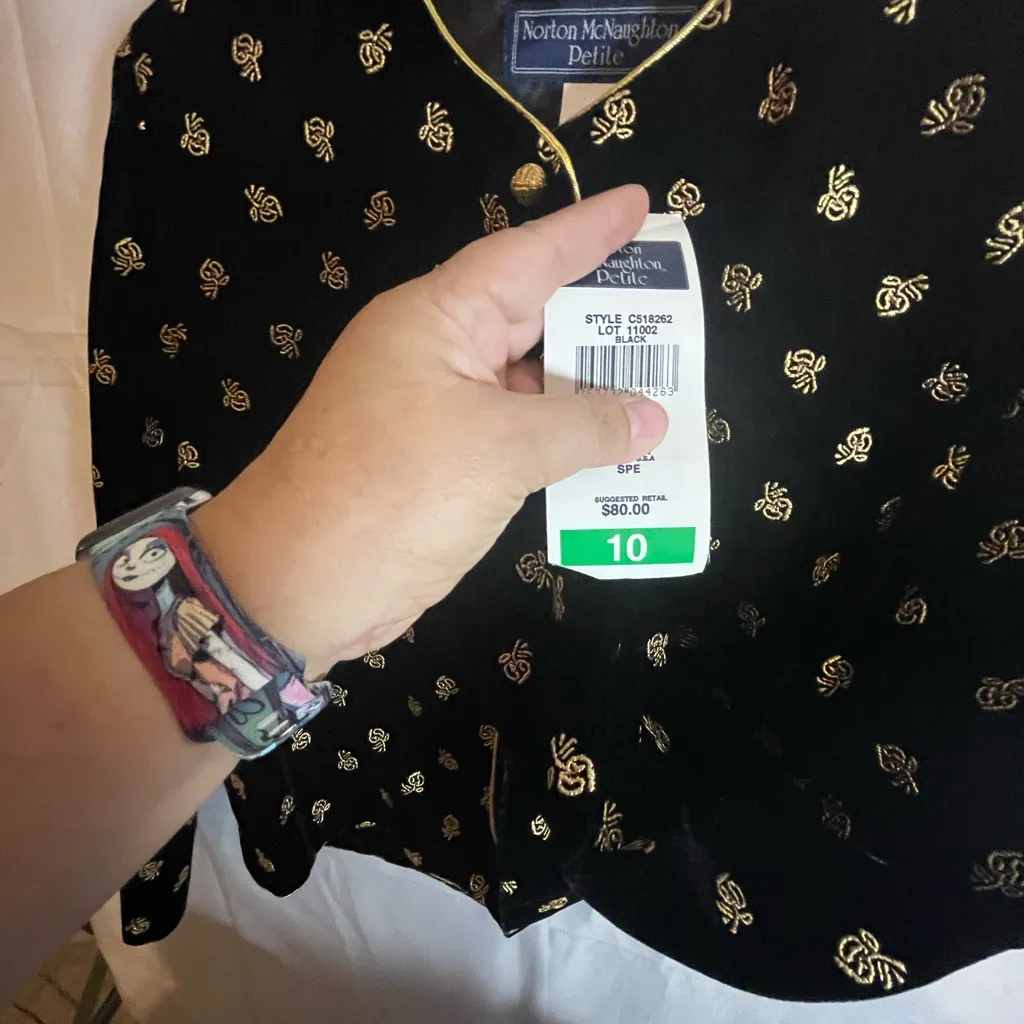 Norton Mcnaughton  Black and gold  Patterned Blazer - Image 6