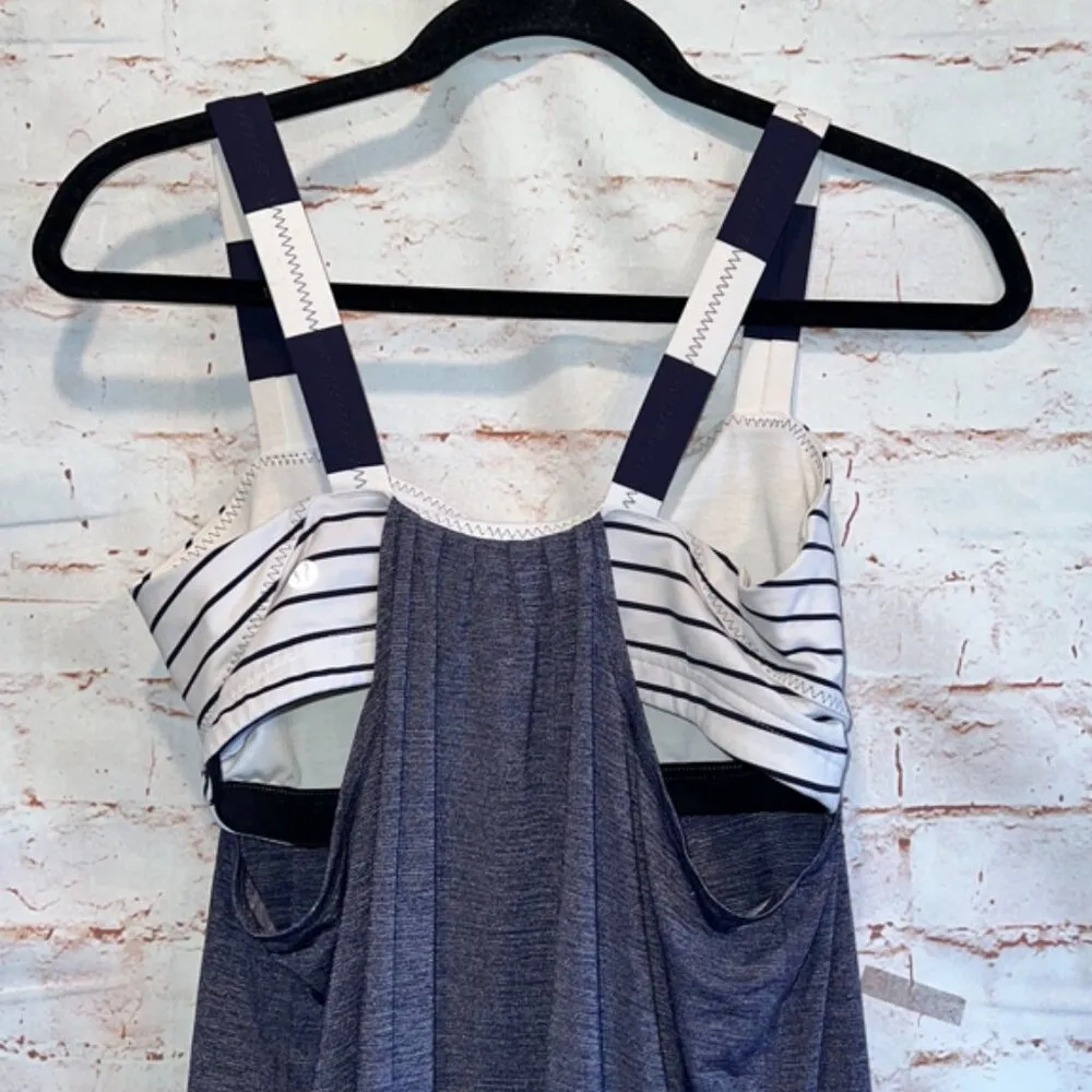 Lululemon Run Back on track tank top work out stripe built in bra 8 pull over - Image 5