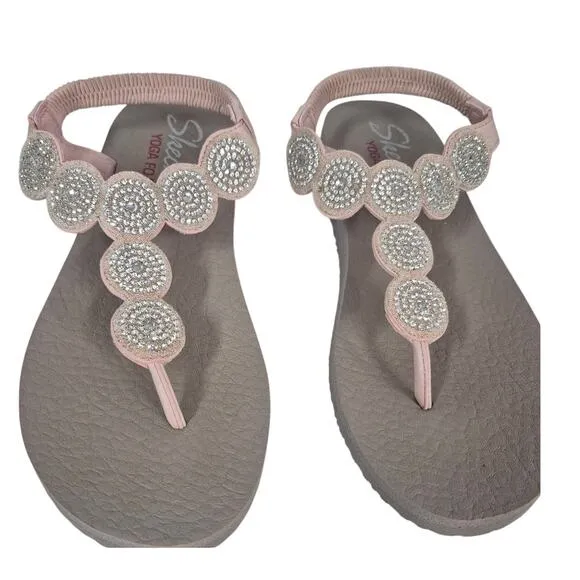 Skechers Meditation Women's Sz 9 Vegan Sling Back Sandals Yoga Foam Pink - Image 2