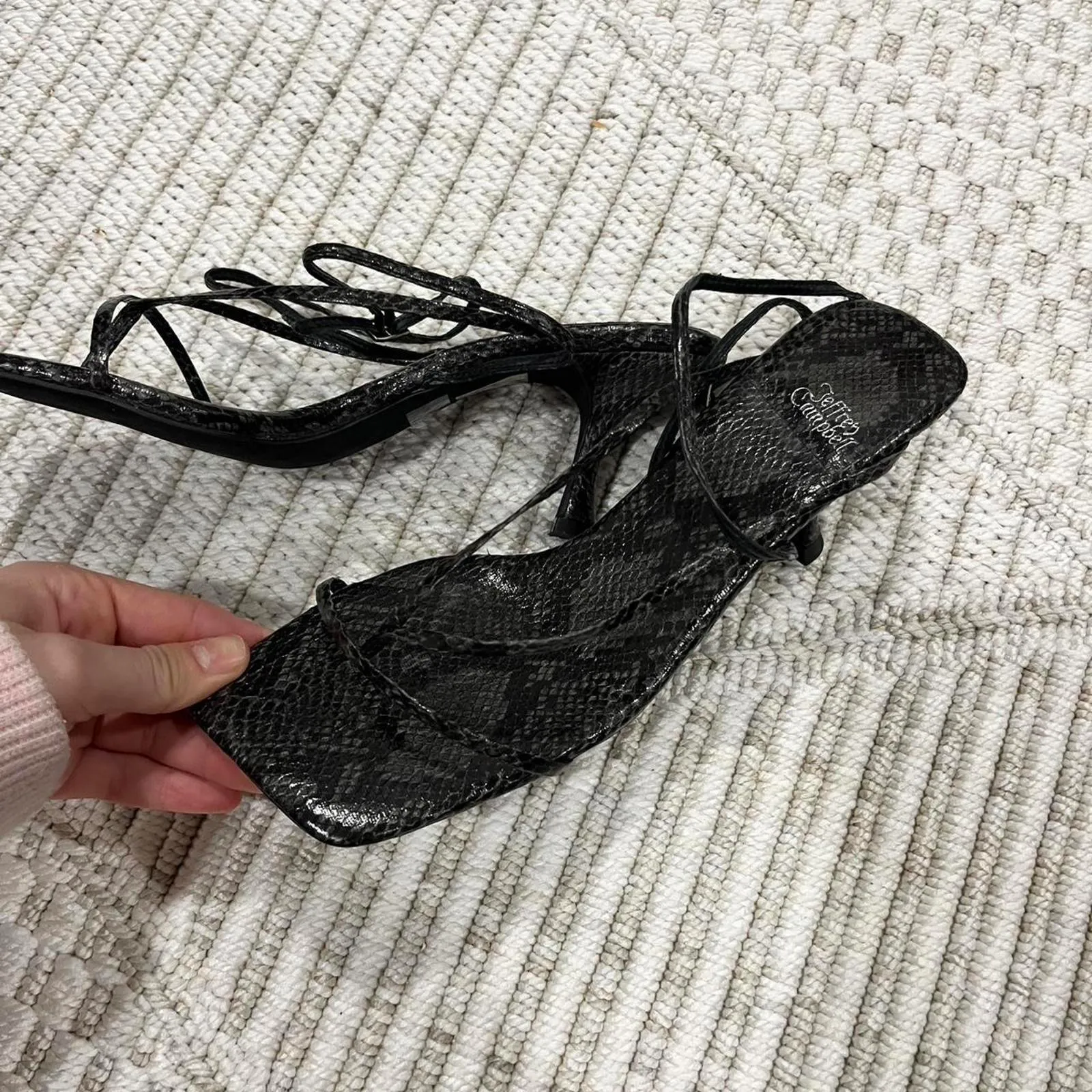 Jeffrey Campbell Fluxx Kitten Heels in Grey Black Python - Image 4