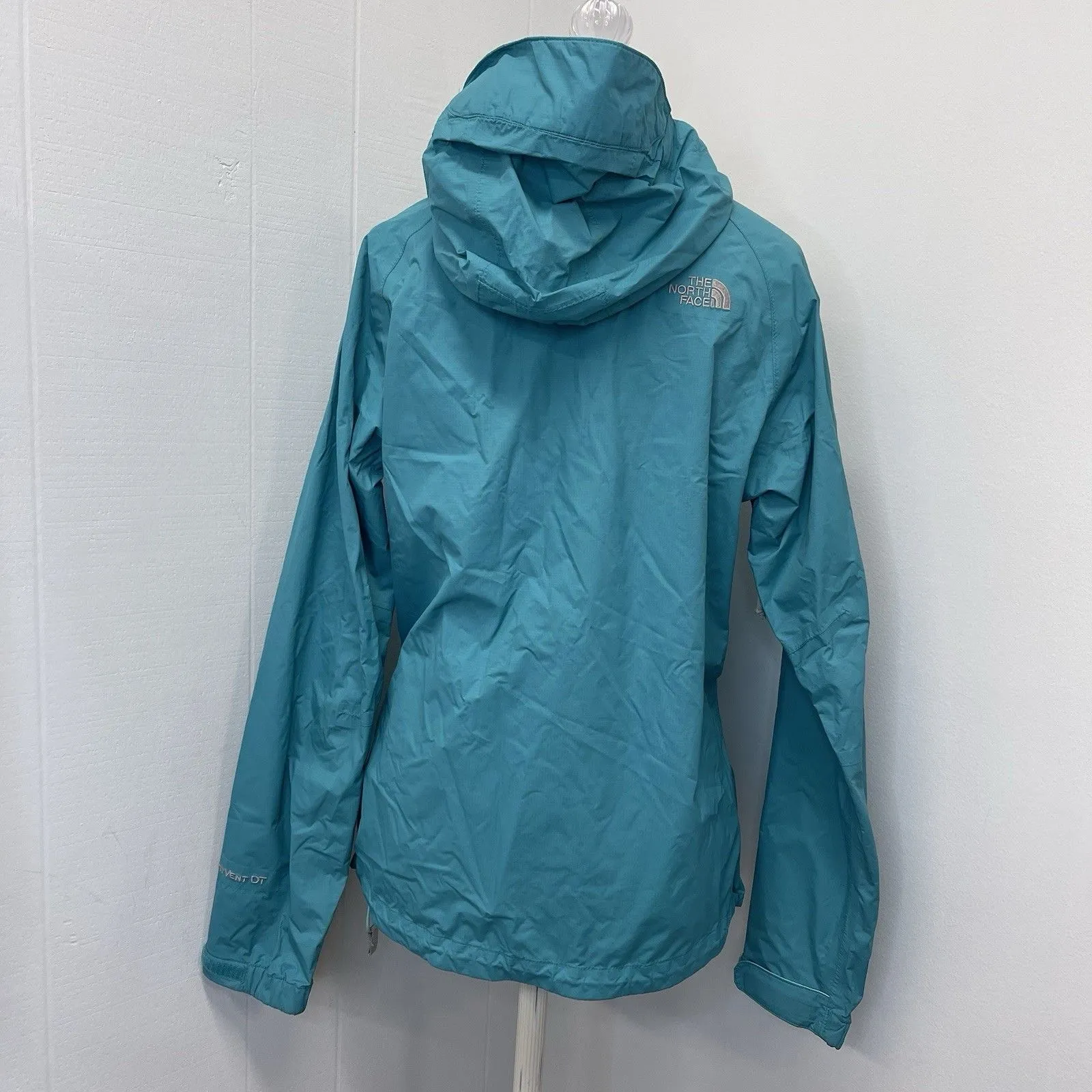 North Face Size XS Aqua Turquoise Waterproof Hooded Lightweight Rain Jacket - Image 5