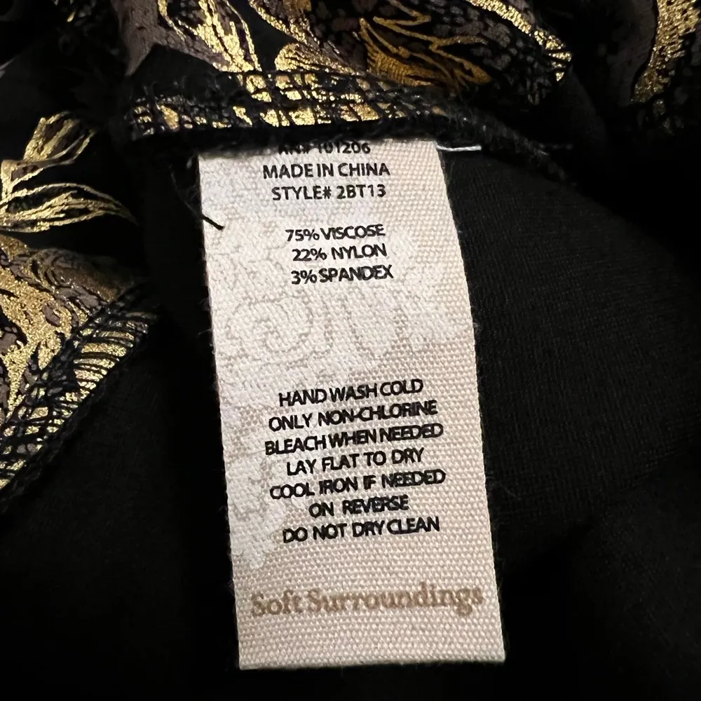 Soft Surroundings Moonstruck Pants Metallic Gold Floral Mini-Boot Full Length XS - Image 9