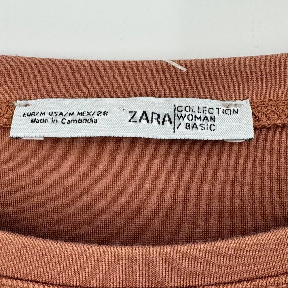 Zara Matisse dress M balloon sleeve impressionist all over print women brown - Image 5