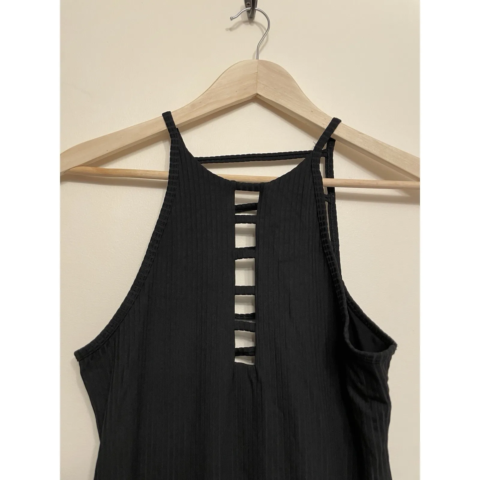 Victoria Sport Dress Women Small Black Strappy Sleeveless Ribbed Stretch Bodycon - Image 3