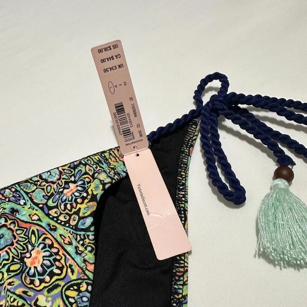 Victoria’s Secret Swim Multicolor Swimsuit Bikini Bottom Tassels Sz L Large NWT - Image 8