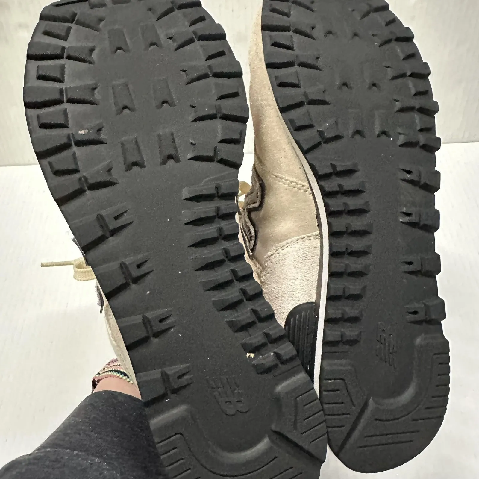 New Balance 574 Shoes Womens 9.5 Beige Suede Animal Print Athletic Sneakers - Image 9