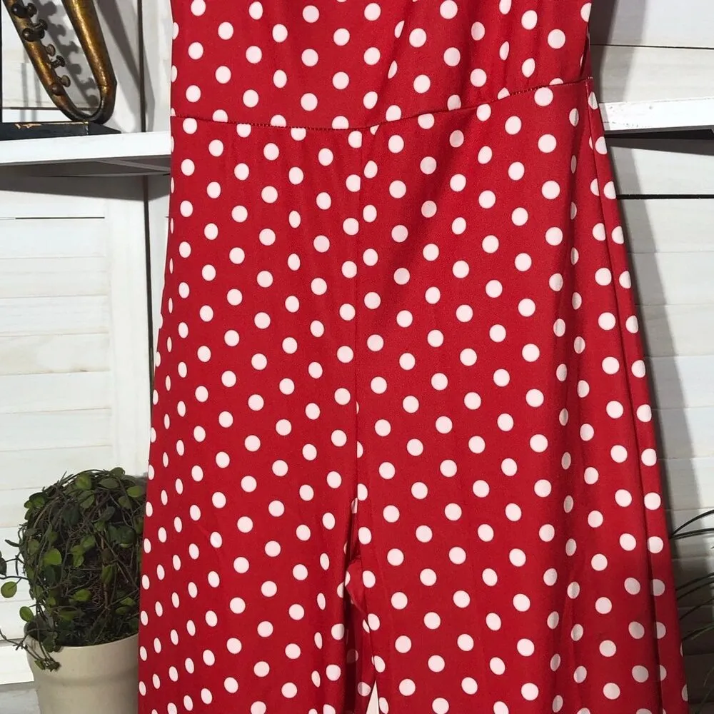 Vintage Y2K Polka Dot Jumpsuit wide leg Red White Disney Park outfit - Image 6