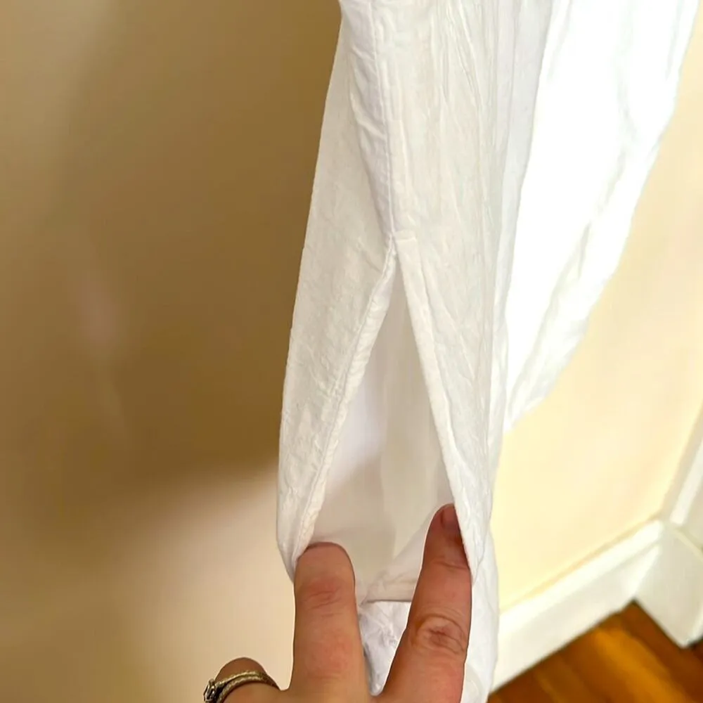 Abercrombie White Cotton Babydoll Mini Dress Tiered Ruffle Sleeves Summer Medium - Image 9