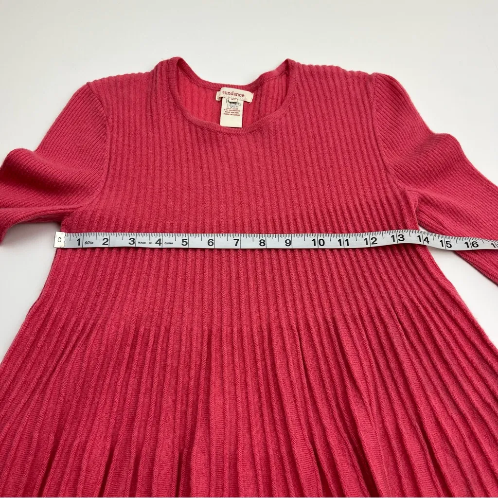 Sundance Pink Pleated‎ Ribbed Women's Top Sweater Size XS Cashmere Wool *FLAWED - Image 4