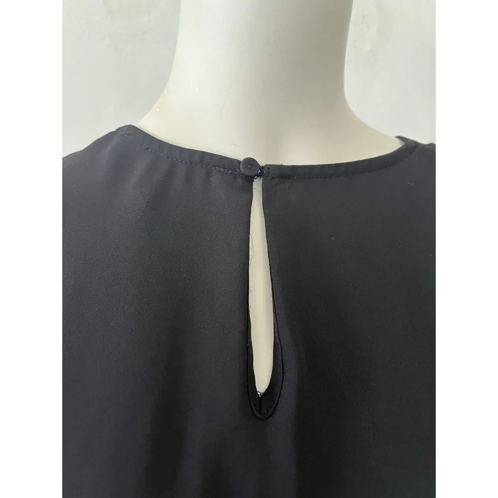 Bcbg Max Azria Sleeveless Black Scoop Neck Asymmetrical Tunic Blouse Size Small - Image 4