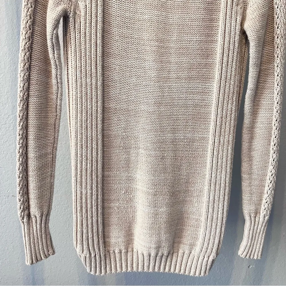 VICTORIA’S SECRET Oatmeal Beige Cable Knit Cardigan Sweater Small - Image 6