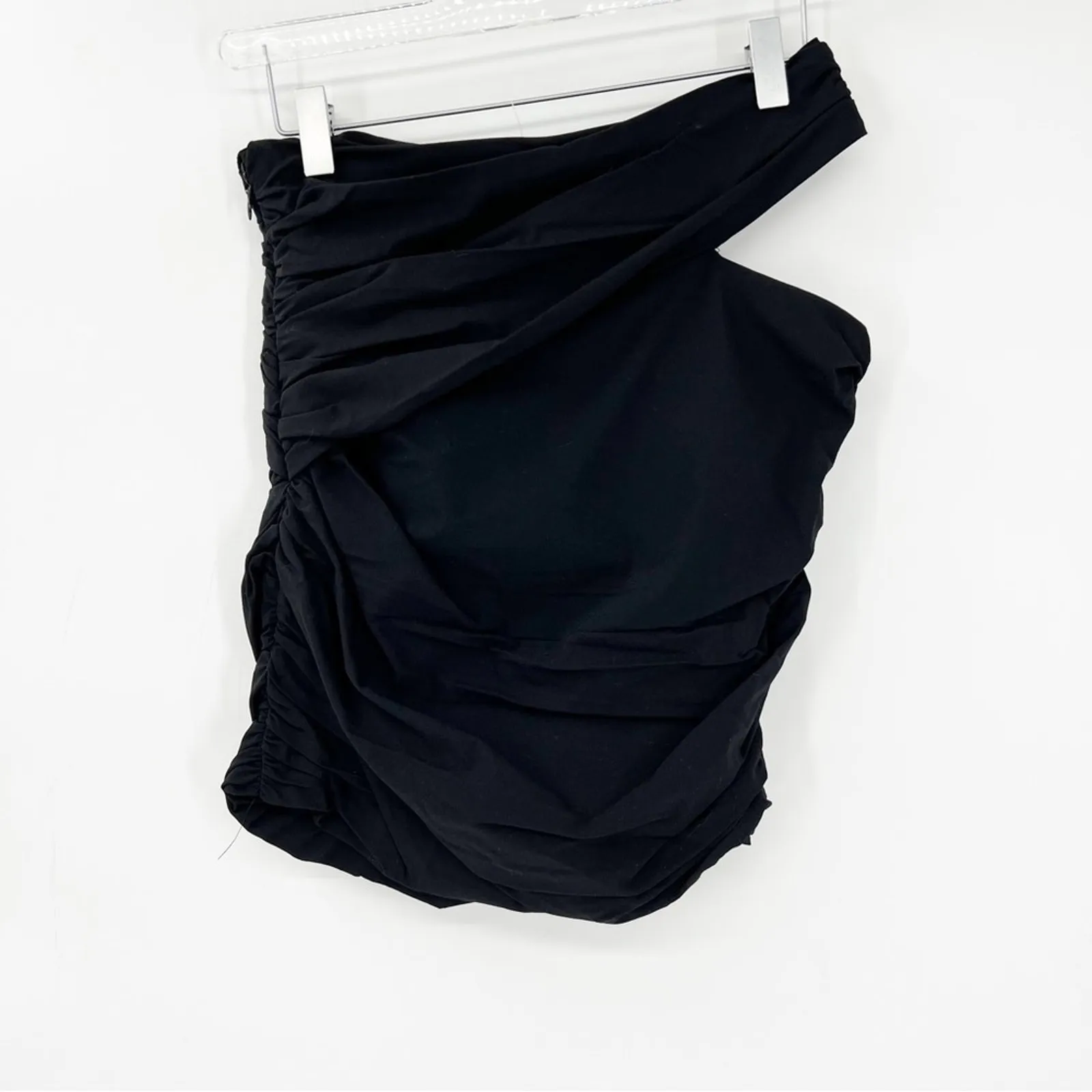 NWT ZARA Cut Out Gathered Mini Skirt S Black‎ - Image 3