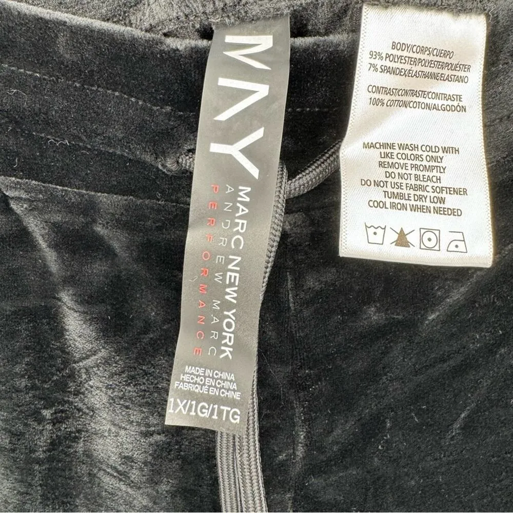 Marc New York joggers 1X black velvet pull on elastic waist pants lounge NEW - Image 7