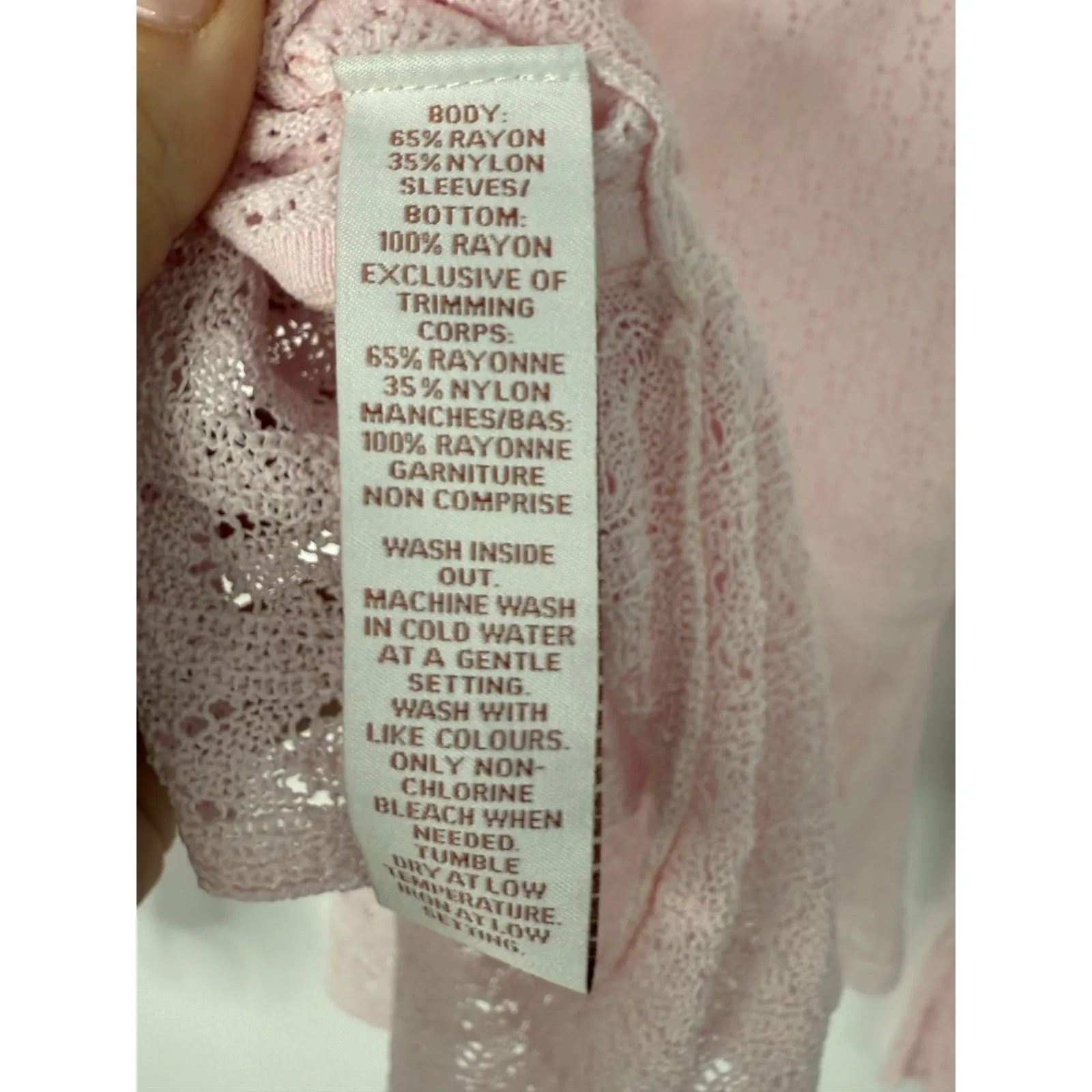 NEW Scripted Top Women S Powder Pink Lace Knit Ruffle Girly Romantic Coquette - Image 7